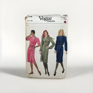 Vogue 8148 Sewing Pattern Size 18 Vintage Misses Dress Belt Tie
